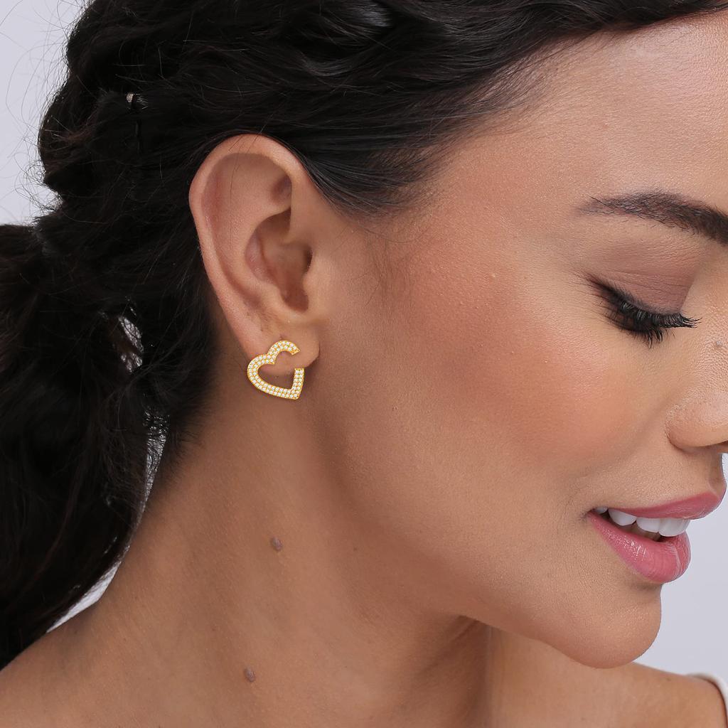 Ювелирные изделия из стерлингового серебра 925 пробы, серьги-гвоздики в форме сердца с позолотой из циркония 14 карат для женщин-подростков