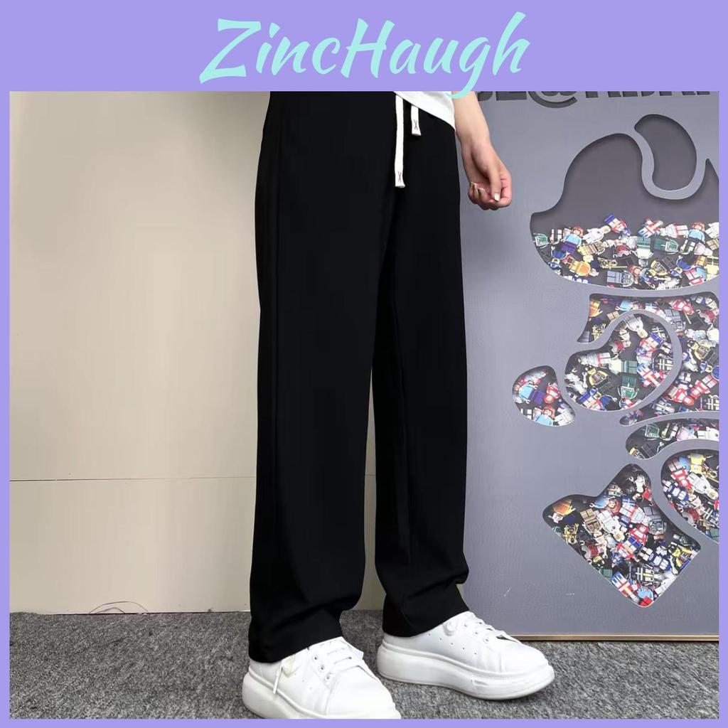 Men Casual Pants With Elastic Waist And Straight Leg For Winter Lounge Comfort