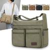 Men's Large Capacity Crossbody Bag Commuter Shoulder Bag Multi-Pocket Canvas Bag