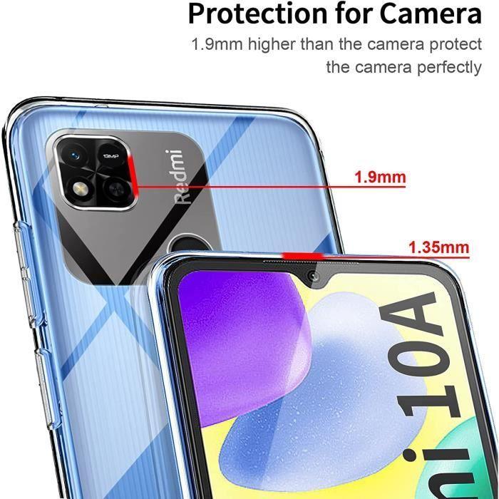 Coque Silicone - E.F.CONNECTION - Pour Xiaomi Redmi 10A - Protection Antichoc - 2 Verres Trempés - Souple Transparent