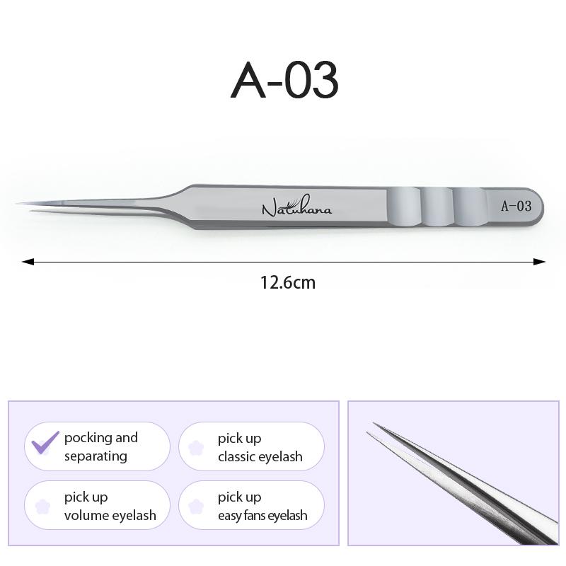 NATUHANA Professional Eyelash Tweezers High Precision Volume Lash Tweezers Stainless Steel False Eyelash Applicator Makeup Tools