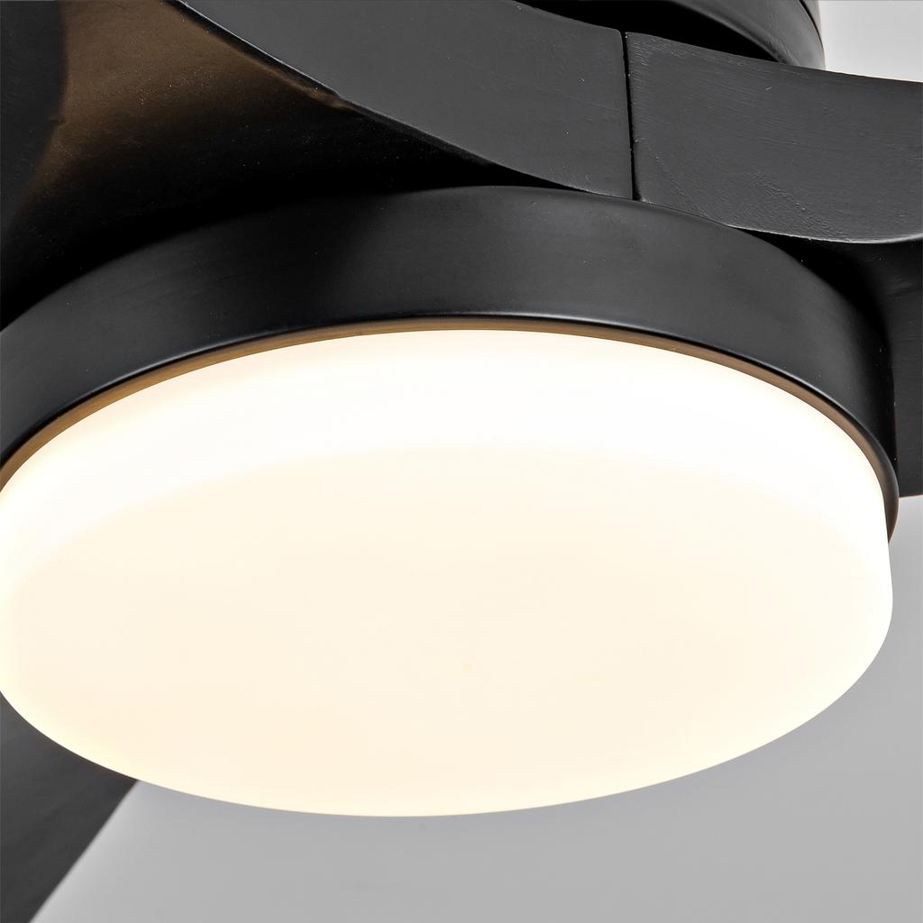 52-Inch Ceiling Fan, Three-Blade, Completely Black Spiral, Lighting, Remote Control, 3CCT, Dimmable, Six-Speed Settings, Forward and Reverse Rotation