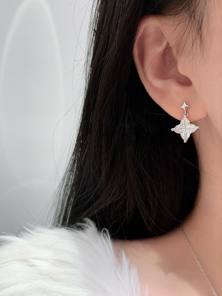 Musla Design Jewelry For Women Water Drop Hoop Earrings 925 Sterling Silver Earrings Zircon Fashion Stud Earrings