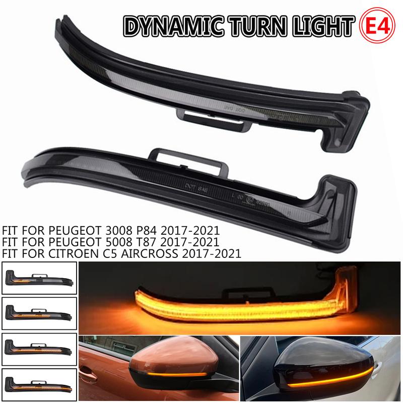 2pcs For Peugeot 3008 5008 2017- Dynamic Turn Signal Light For Citroen C5 Aircross LED Side Mirror Indicator Blinker Lamp