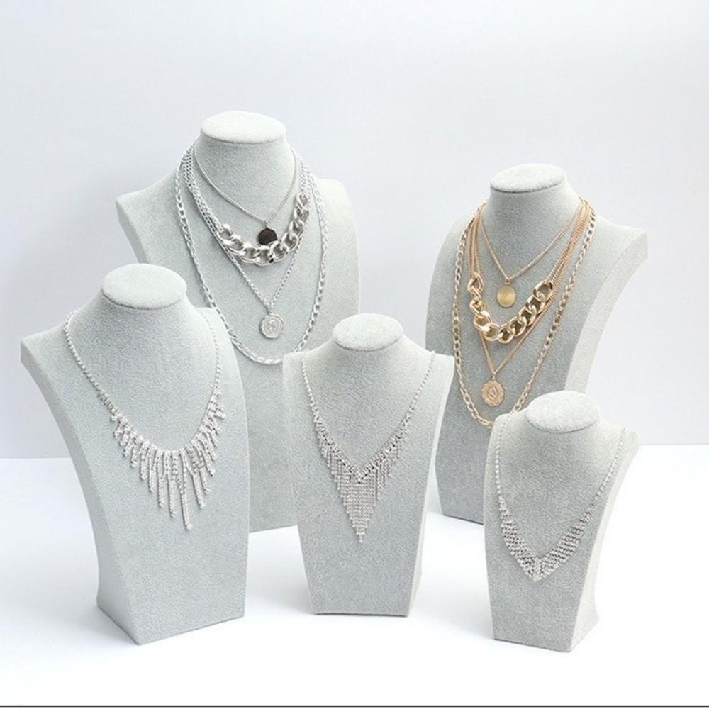 Velvet Cloth Jewelry Show Rack Human Shape Ornament Holder Necklace Display Stand Exhibit Work