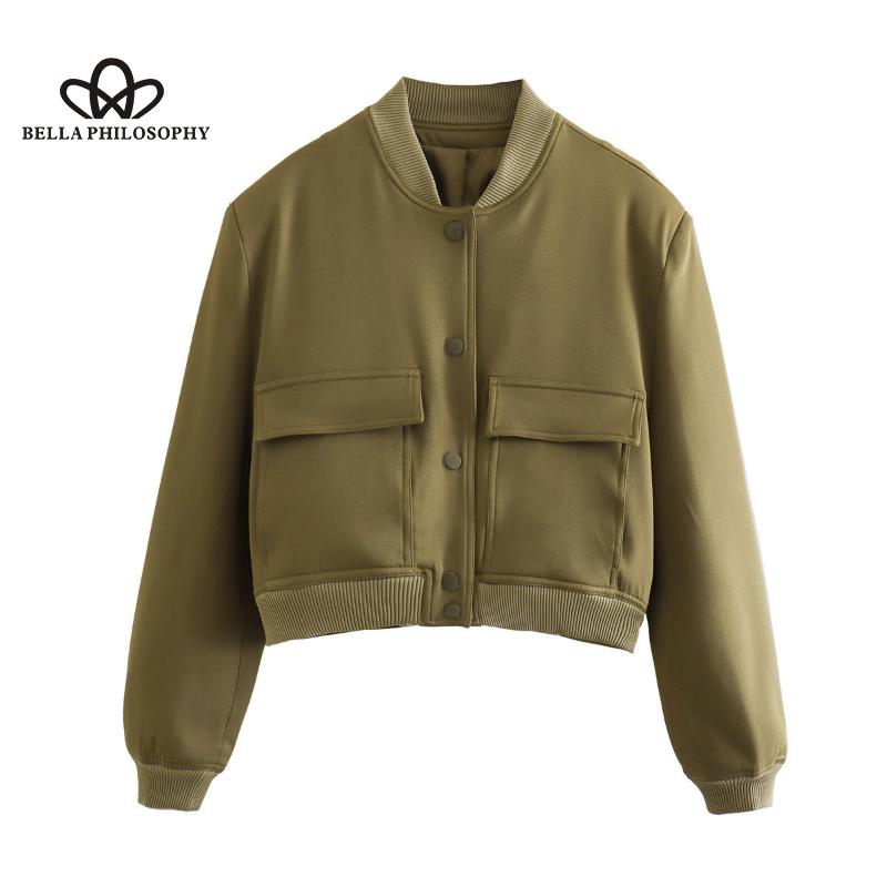 Весенняя новая женская одежда, куртка с большим карманом и воротником-стойкой, женское модное повседневное элегантное короткое пальто