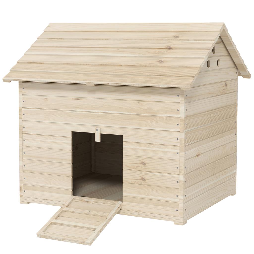 Wooden Duck House Poultry Coop for 2-4 Ducks with Openable Roof Raised Feet Air Holes Natural