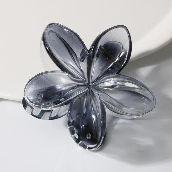 Форма цветка Коготь для волос Прозрачный градиент цвета Шпилька Пластиковая металлическая заколка для волос на затылке Вечеринка