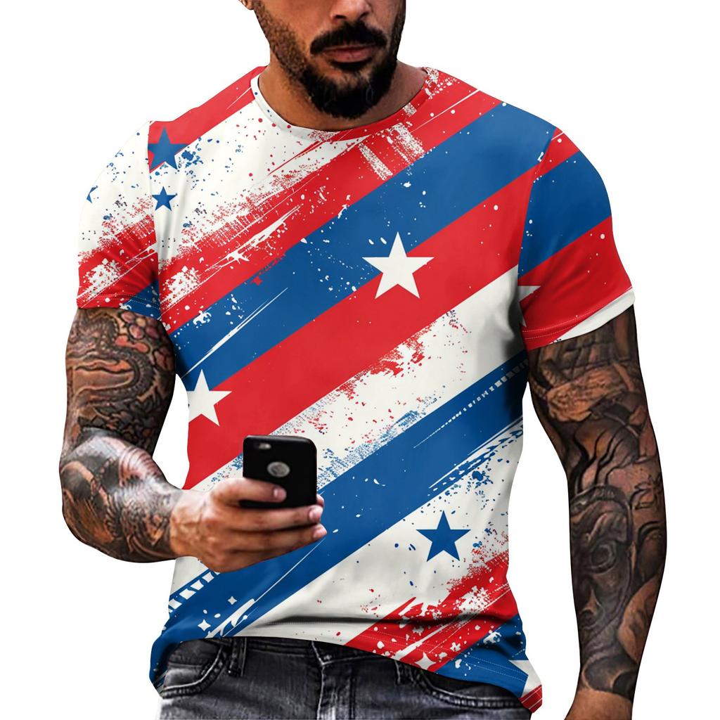 Принт «День независимости» — мужская повседневная футболка с круглым вырезом и короткими рукавами