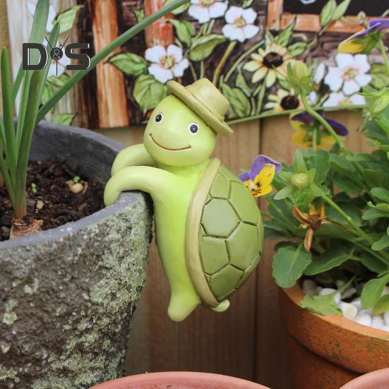 Статуэтка черепахи из смолы, кашпо, вешалка для кашпо, подвесная статуэтка черепахи, мини-скульптура черепахи для цветочных горшков, декор краев