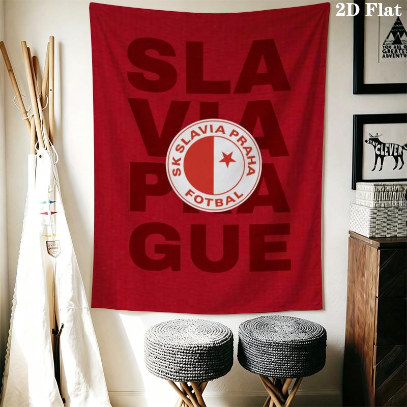 SK Prague Slavia Wall Tapestry Aesthetic Wall Hanging Printed Fabric Blanket Decorative Tapestries for Bedroom Living Room Home Decor
