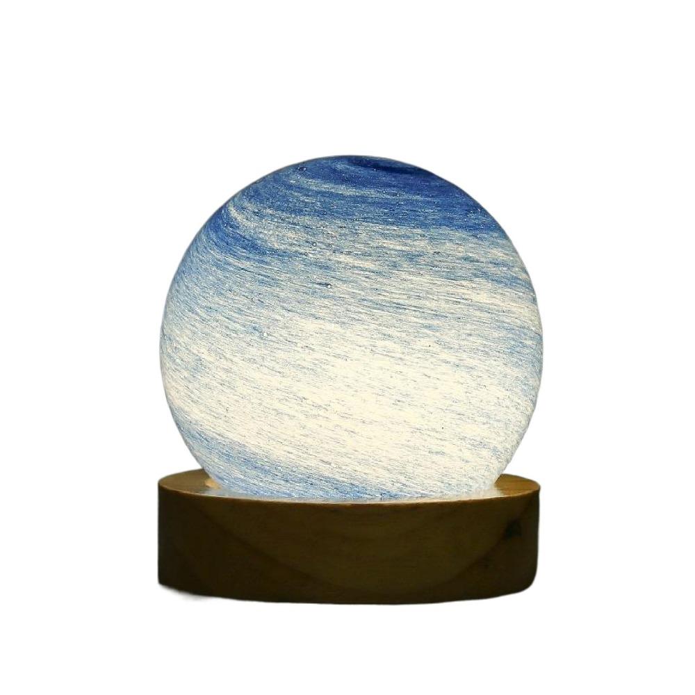 With Wooden Stand 80MM LED Night Light Luminous Glass Sphere Crystal Ball Bedroom