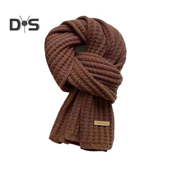 Winter Scarf Solid Color Thickened Warm Knitting Scarf Men Women Long Neck Wrap Garment Clothing Accessories