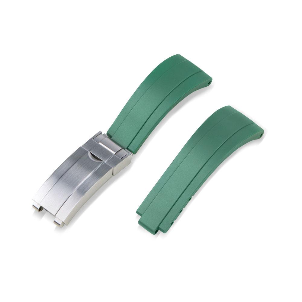 Rubber Watch Strap for Rolex Yacht Daytona Submarine Black Green Water Ghost Stainless Steel Folding Buckle Wristband Belt 20mm