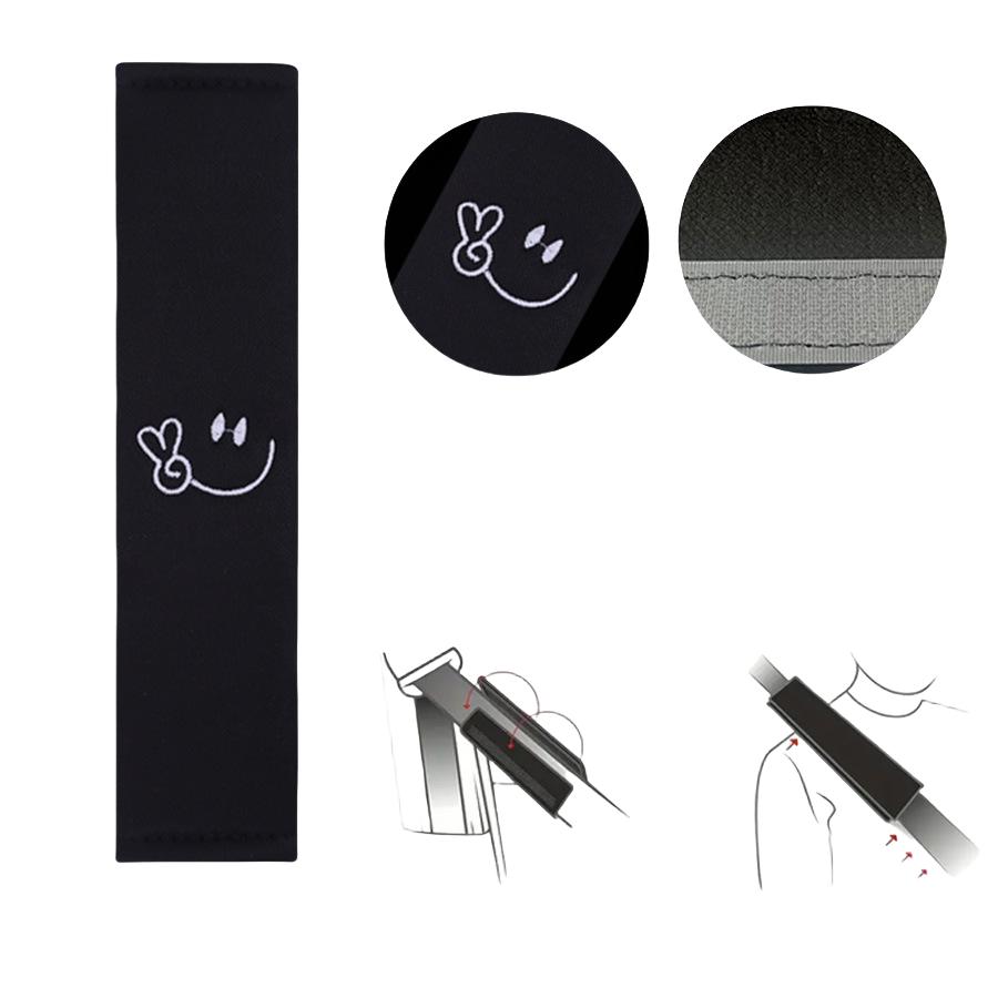 2PCS Car Supplies, Smiling Face, Seat Belt Cover, Safety Belt Shoulder Protector, Soft And Cute Car Interior Accessories