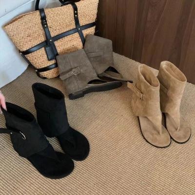 Внутреннее увеличение высоты 6 см крутые ботинки женские летние новые маленькие носки ретро брюки короткие ботинки нишевые римские сандалии