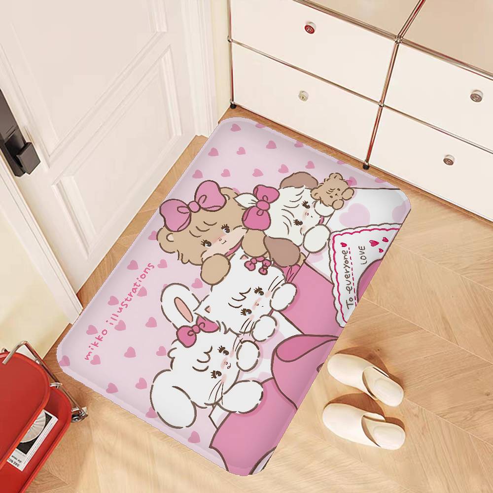 Cute Cartoon Mikko Cat Floor Mat Rectangle Anti-slip Home Soft Badmat Front Door Indoor Outdoor Mat Hotel Decor Mat