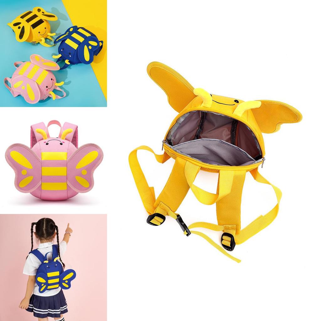 Bee Cartoon Adorable Toddler Backpack For Boys And Girls With Breathable And Waterproof Nylon Material
