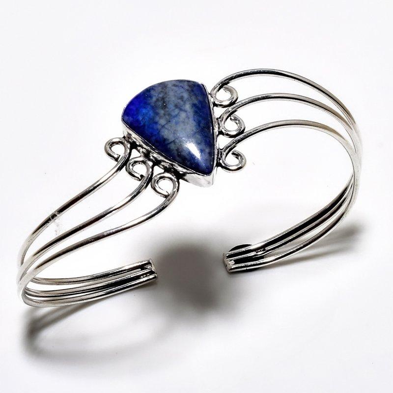 Lapis Lazuli Gemstone 925 Silver Plated Handmade Jewelry Cuff Bangle