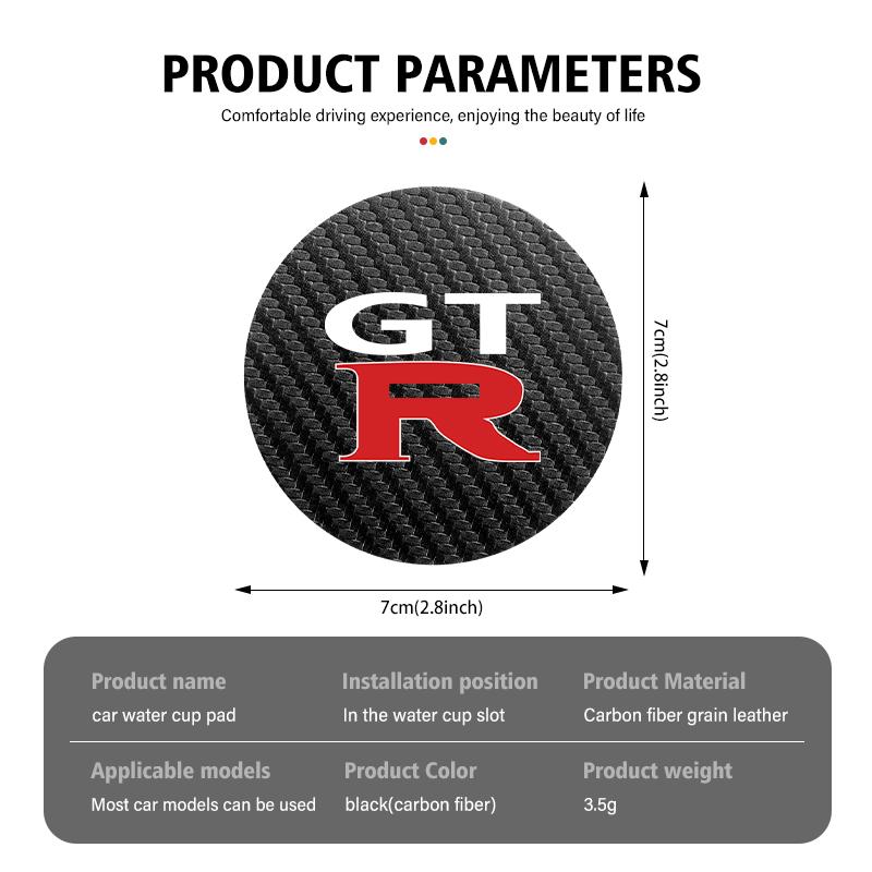 2pcs Car Water Cup Coaster Carbon Fiber Cup Holder Anti-slip Pad For Nissan GTR GT-R NISMO R35 Teana Skyline Kawasaki