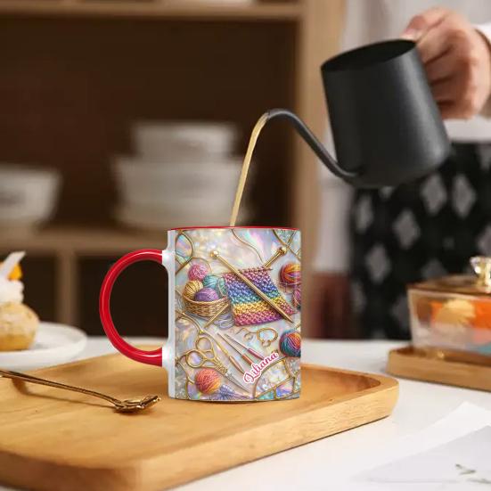 325/450 мл Кружка для вязания и шитья с ручкой, термостойкая керамическая, большой емкости, для чая, молока, воды, подарок для любителя шитья