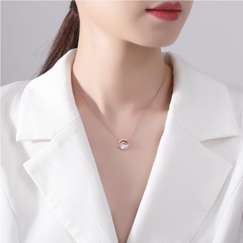 New 925 Sterling Silver Necklace Female Fritillary Tide Dream Falling Star Moon Necklace Clavicle Chain Pendant Jewelry