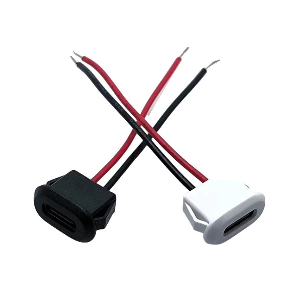 1 шт. Разъем USB Type-C Female 2-контактный, IPX5, с клеммой PH 2.0, Type C, Высокоточный, Порт для быстрой зарядки, с монтажным проводом
