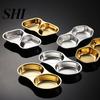 Seasoning Plate Sauce Dish Stackable Easy to Clean Stainless Steel Hexagon Dipping Tray Triangle Oval Shaped for Kitchen Prep
