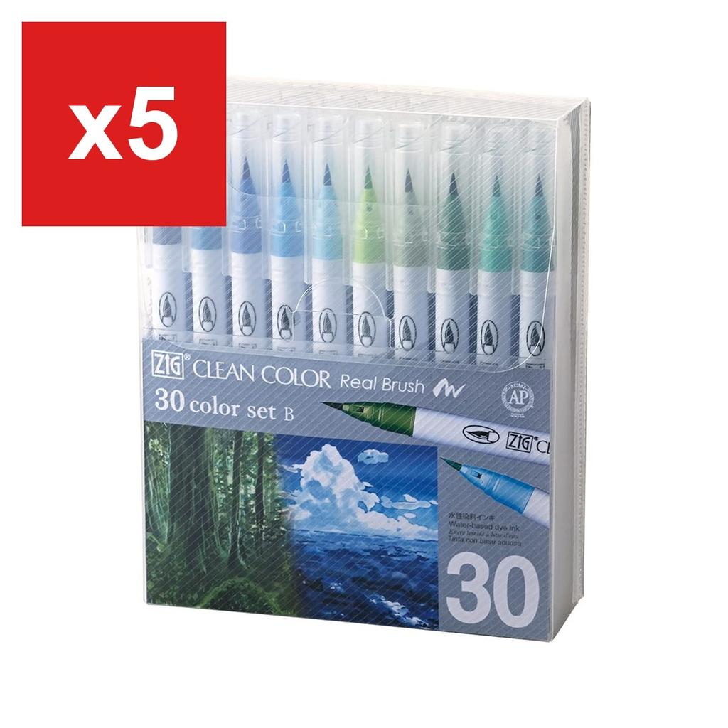 Kuretake Brush Pen 'ZIG Clean Color Real Brush', 30-Color Set, RB-6000AT/30VB