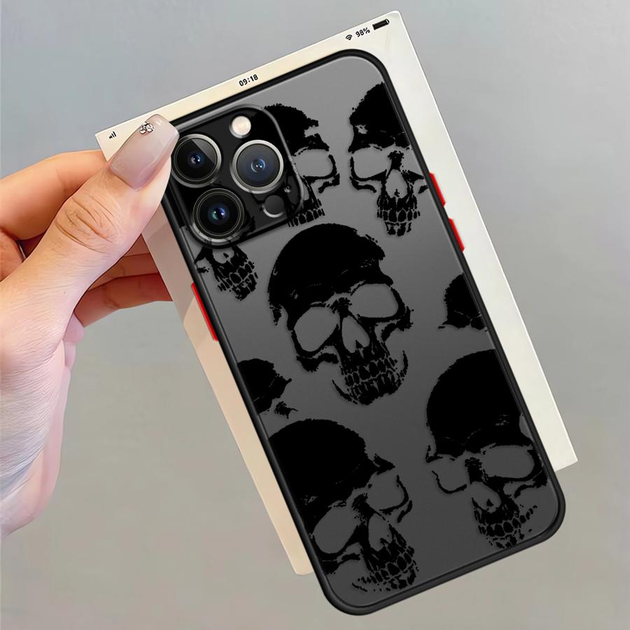 Чехол для iPhone 17 Pro Max 13 Mini 7 8 SE XS XR Air 14 12 15 16 Plus 11 Funda Задняя крышка телефона Скелет Череп