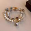 Bangle Crystal Beaded Bracelet Stacking Bead String Bracelet Double-Layer Pearl Bracelet  Gifts