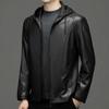 Кожаная куртка мужская красивая повседневная кожаная куртка с капюшоном для папы среднего возраста осенне-зимняя мужская куртка из овчины