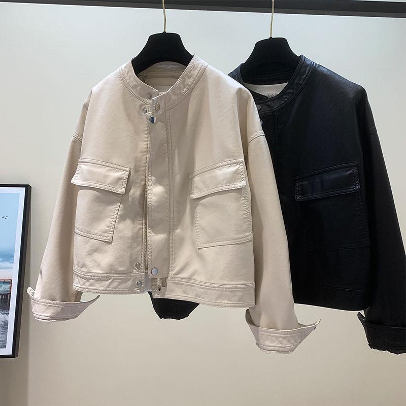 Женская модная ретро байкерская кожаная куртка - Коллекция Осень 2025, Универсальный короткий ПУ дизайн