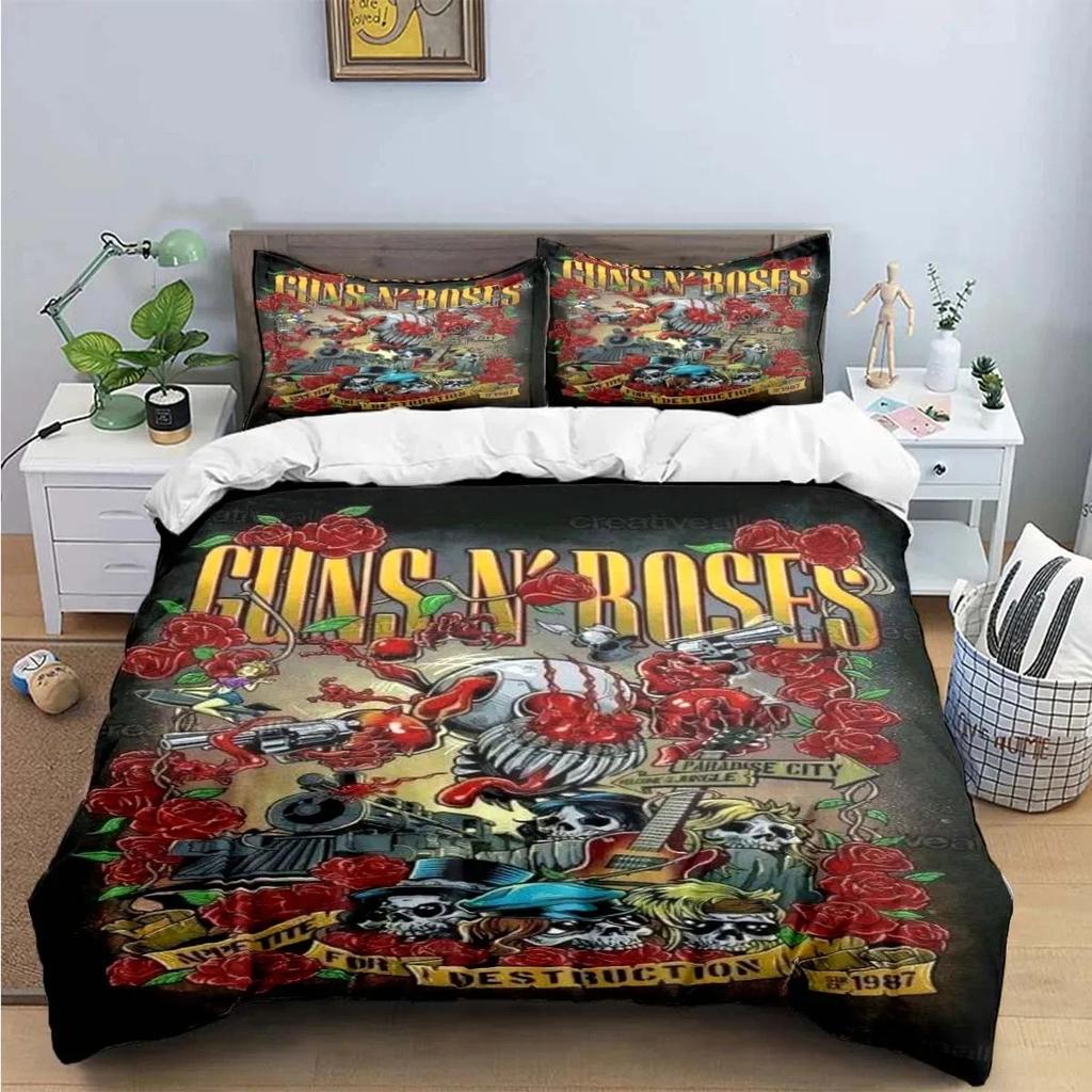 3D Печать Guns N Roses Gnr Группа Ретро Комплект Постельного Белья Мальчики Девочки Односпальный Двуспальный Queen King Размер Пододеяльник Наволочка Постель Мальчики Взрослый