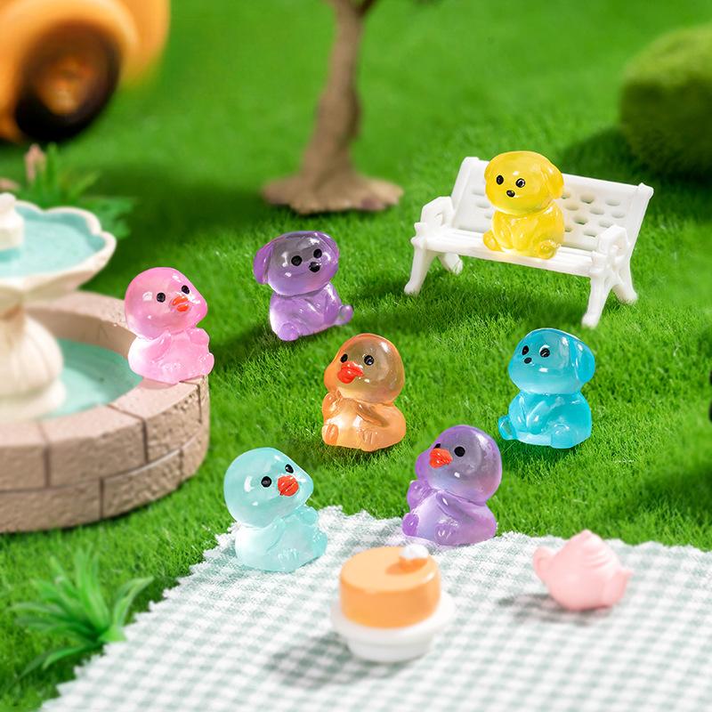 Micro-landscape Cute Glow-in-the-dark Dog Duckling Animal Decoration Diy Phone Case Refrigerator Sticker Accessories Desktop Decoration