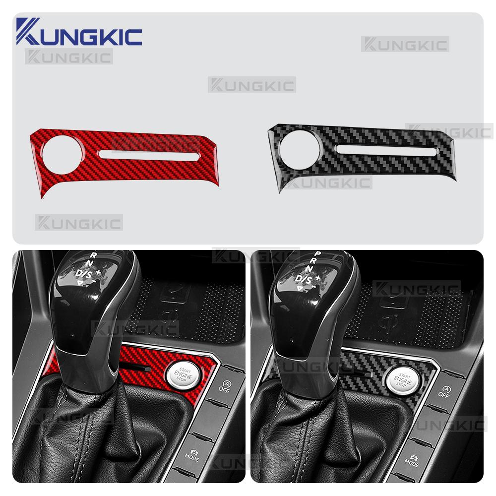 Carbon Fiber Style Interior Sticker for Volkswagen Polo 2021-2026 Start Button & Gear Shift Card Slot Frame LHD RHD