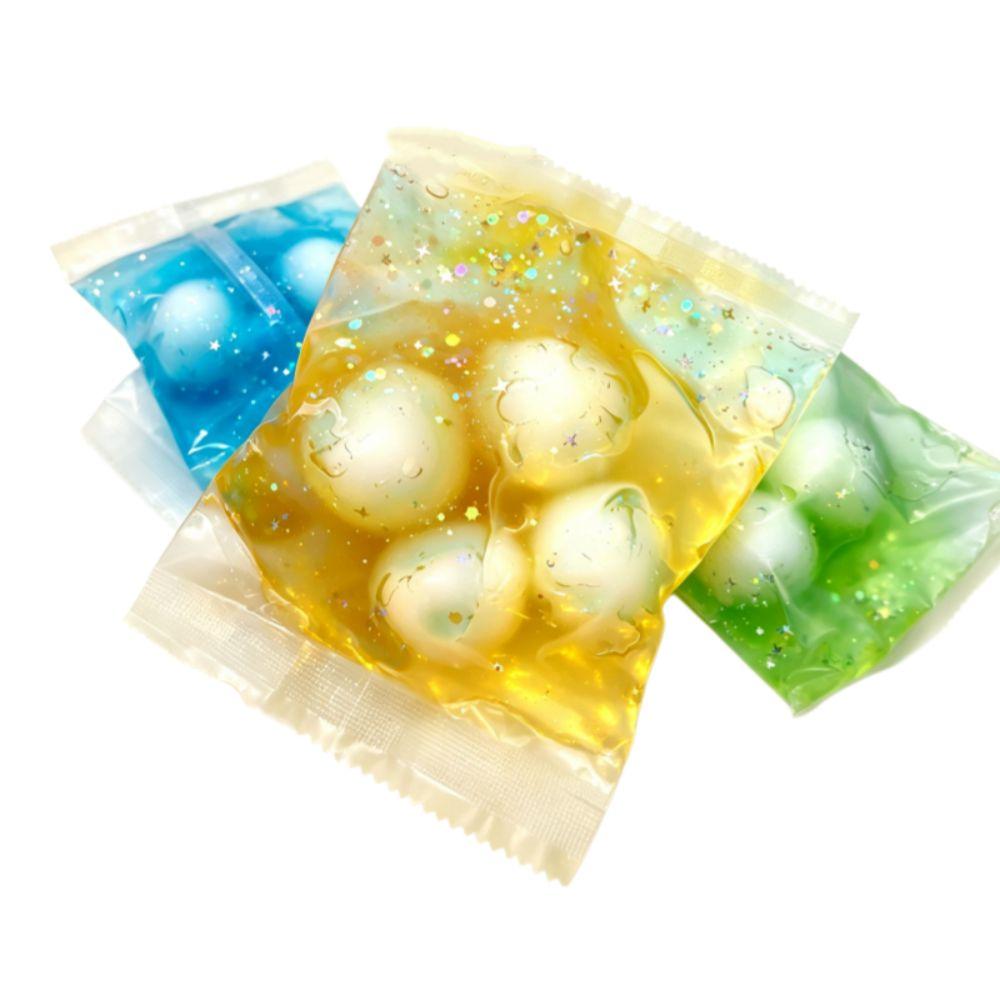 4 Balls Sensory Dumpling Squishy Handmade Fidget Squeeze Bag Crispy Handmade Ball Children Gifts