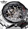 Fashion Winner Top Brand Automatic Mens Skeleton Automatic Mechanical Waterproof Full Stainless Steel Men's Business Watches