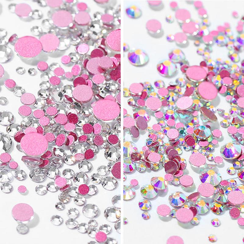 1440 шт. плоских кристаллов AB в упаковке оптом SS3-SS20 прозрачные стразы AB для дизайна ногтей