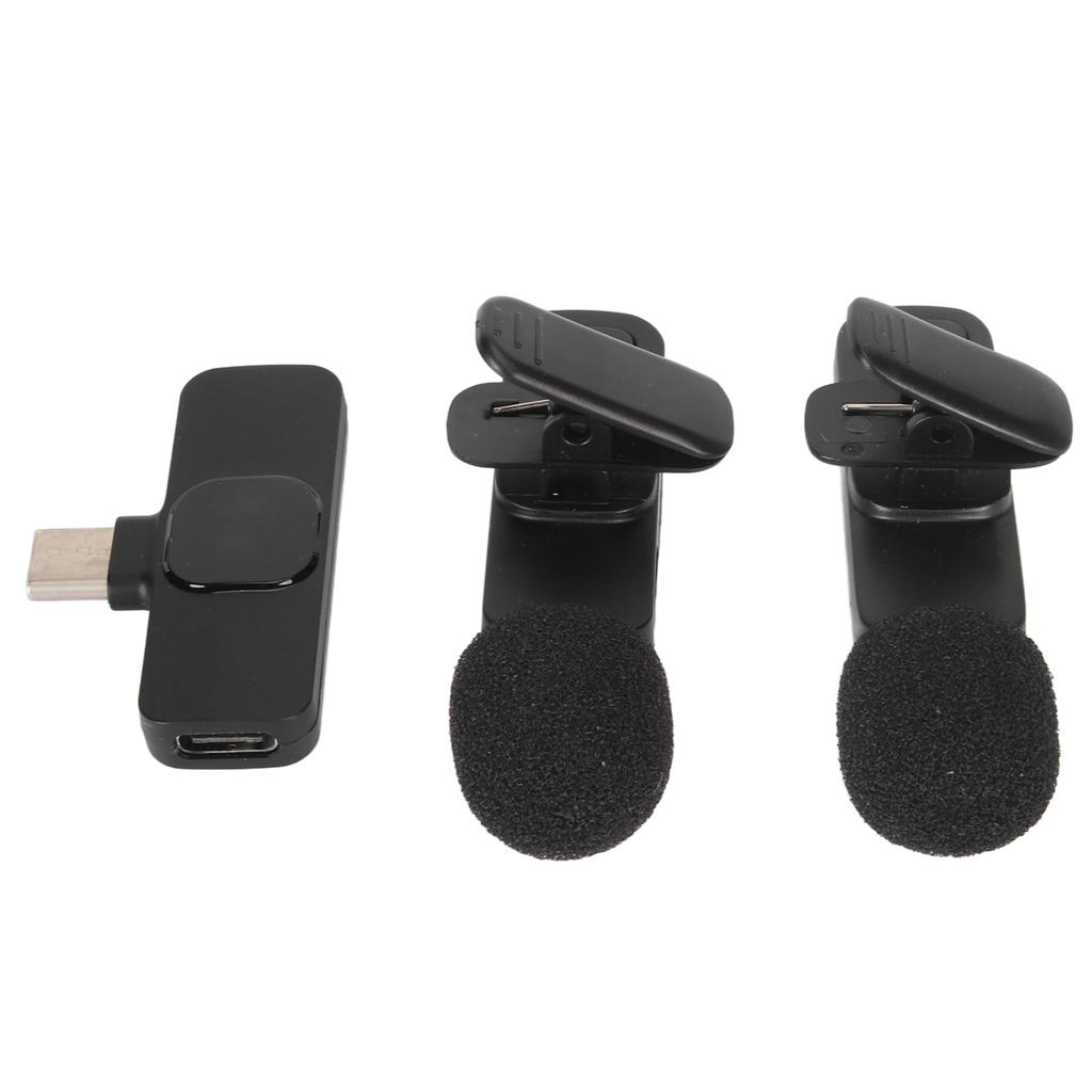 Беспроводной петличный микрофон-петличка 1 на 2 с шумоподавлением, интерфейс Type-C, мини-беспроводной микрофон-клипса