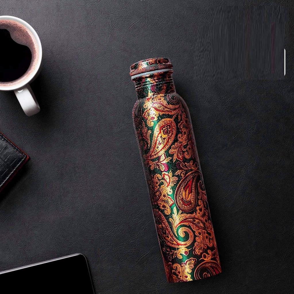 Water Bottle with Advanced Leak Proof Protection and Joint Less, Ayurveda and Yoga Health Benefits. (1000ml, 1Unit) With Lacqure Coating (Pack of 1)