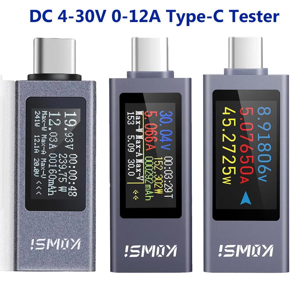 Type-C Tester Multi-functional Digital Display DC Voltage Ammeter Power Meter 1-11A 1-11A Voltmeter Ammeter Detector Power Bank