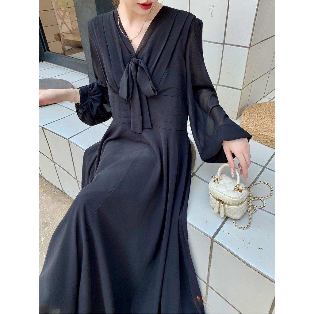 60285: Plus Size Retro Goddess Waist-Cinching Long Sleeve Dress