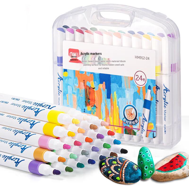 Deli 24-Color Water-Based Acrylic Marker Set