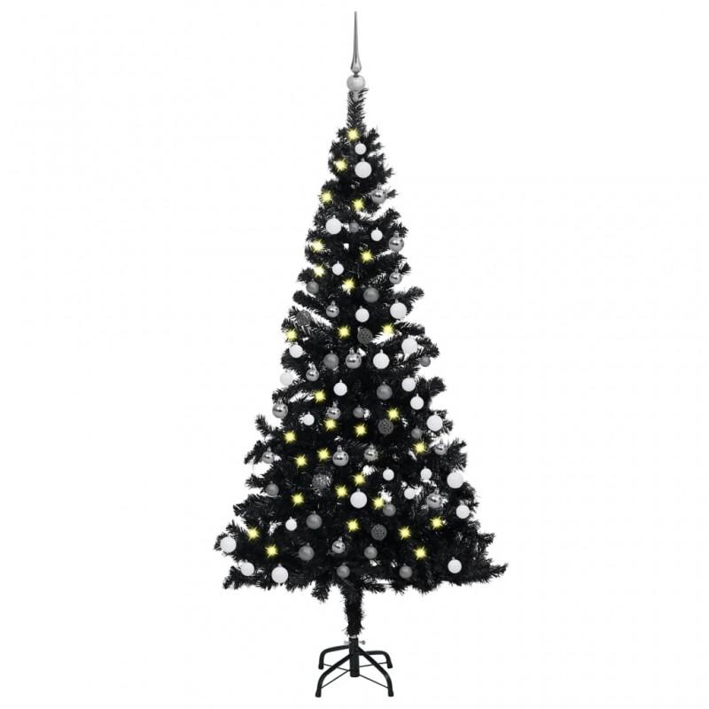 Day and Night - Day and Night Pre-lit Christmas Tree with Lights and Balls Black 150 Cm