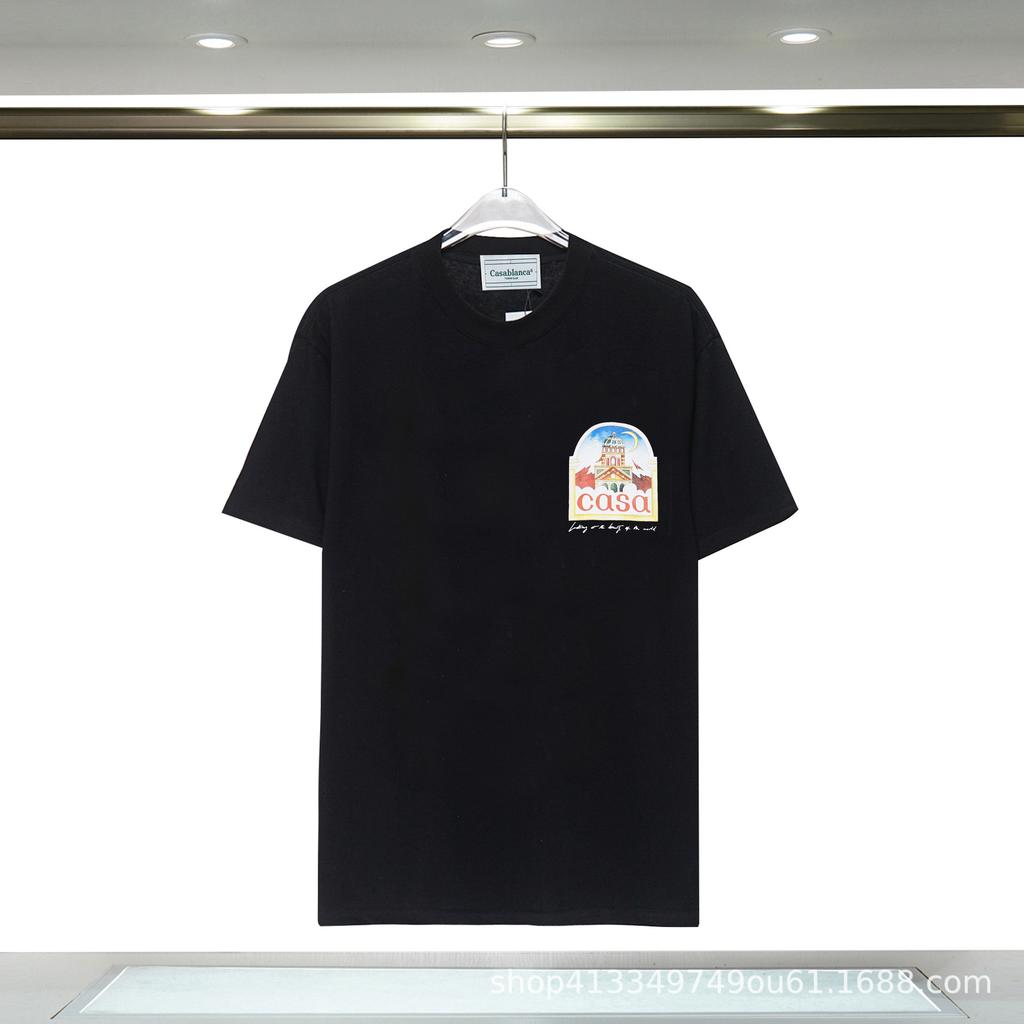 Casablanca 23 spring and summer new fantasy gate starry sky castle casa letter logo short-sleeved couple T-shirt