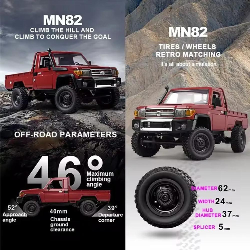 МН82 1:Ретро пикап 4WD в масштабе 1/12 с LED-подсветкой, профессиональная модель с дистанционным управлением
