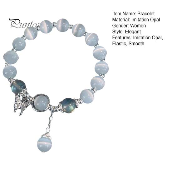 Женский браслет с имитацией опала, кулон-бабочка, гладкая резинка, регулярная посадка, женский подарок на день рождения, изысканный легкий браслет на запястье, ювелирные изделия