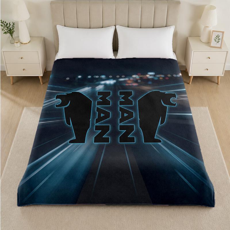 man truck Print Flannel Blanket Cozy Lightweight Plush Throw Blanket For Bed Sofa Household Use