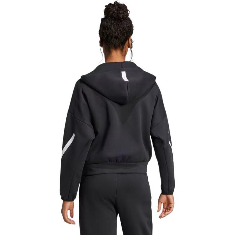 adidas Женское ЗНЕ. Черно-белая куртка с капюшоном на молнии JC5392